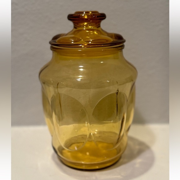 Vintage LE Smith Honey Amber Bubble Glass Apothecary Jar, Canister, Cookie Jar - Picture 2 of 10